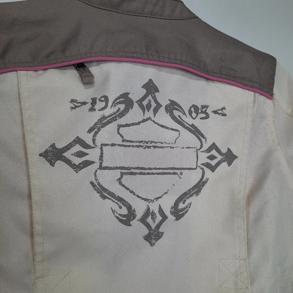Harley Davidson Riding Gear Jacket Cream Tan Pink Womens Size XS Full Zipper - Picture 10 of 15